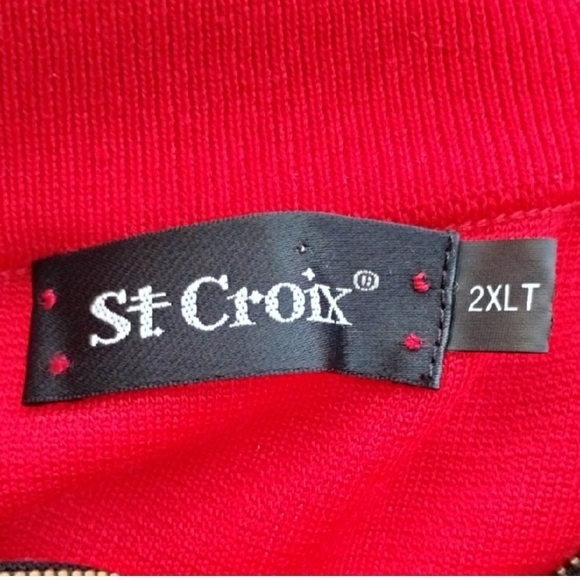 St Croix Men's Classic Red Quarter-Zip Sweater - Picture 4 of 4